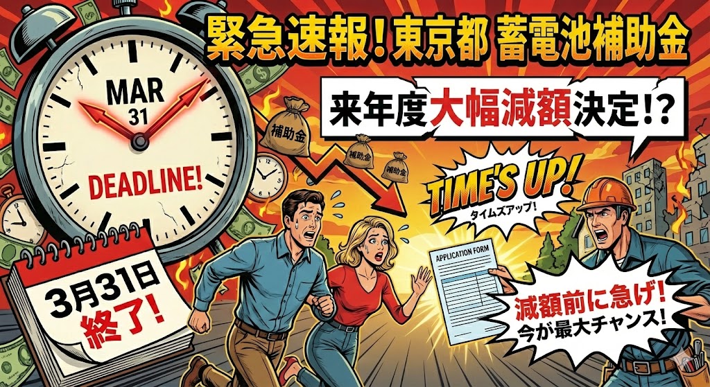 最後のチャンスを逃さないで！東京都の蓄電池補助金が今後大幅に縮小！